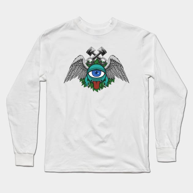 Monster club motorcycle illustration Long Sleeve T-Shirt by Mako Design 